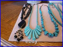 10 Piece Vintage Native American Southwestern Turquoise and Coral Jewelry Lot