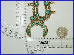111 GRAM Vintage Sterling Silver & Turquoise Squash Blossom Necklace
