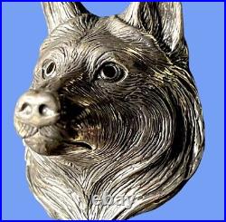 111 Grams VTG BIG Native American Sterling Silver 3D Wolf Head Bolo Beautiful