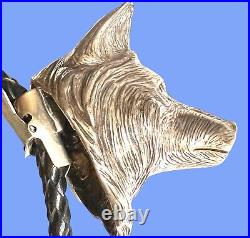 111 Grams VTG BIG Native American Sterling Silver 3D Wolf Head Bolo Beautiful