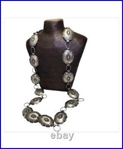 112gr! Captivating Vintage Navajo Native American Sterling Silver Concho Belt Old