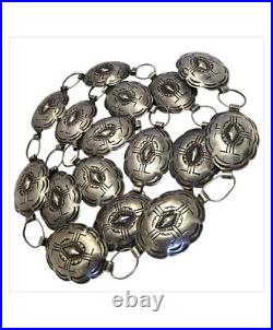 112gr! Captivating Vintage Navajo Native American Sterling Silver Concho Belt Old
