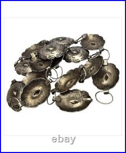 112gr! Captivating Vintage Navajo Native American Sterling Silver Concho Belt Old