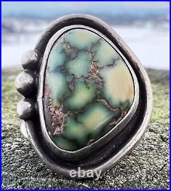 13g Vintage Navajo Sterling Silver & Spiderweb Turquoise Variscite Ring Sz 6.5