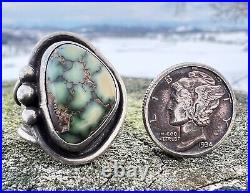 13g Vintage Navajo Sterling Silver & Spiderweb Turquoise Variscite Ring Sz 6.5