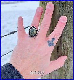 13g Vintage Navajo Sterling Silver & Spiderweb Turquoise Variscite Ring Sz 6.5