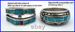 14 Vintage Native American Sterling Silver Turquoise Ring LOT Earrings 148 GRAMS