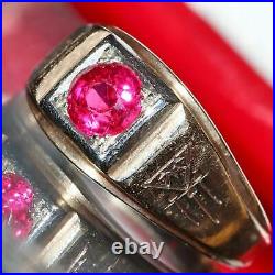 14k yellow gold ring 1.10ct lab created ruby sz 11 antique Southwestern 5.1g N25