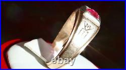 14k yellow gold ring 1.10ct lab created ruby sz 11 antique Southwestern 5.1g N25