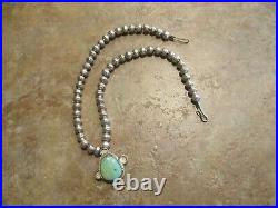 16 FINE Vintage Navajo Sterling Silver Turquoise Bead Necklace