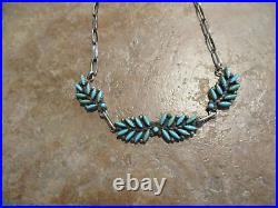 16 PRECIOUS Vintage Zuni Sterling Silver PETIT POINT Turquoise Necklace