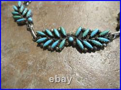 16 PRECIOUS Vintage Zuni Sterling Silver PETIT POINT Turquoise Necklace