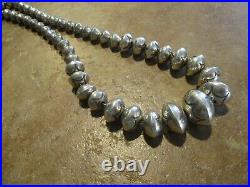 17.5 Marvelous Vintage Navajo Graduated Sterling PEARLS Design Bead Necklace