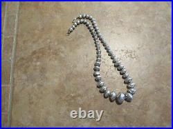 17.5 Marvelous Vintage Navajo Graduated Sterling PEARLS Design Bead Necklace