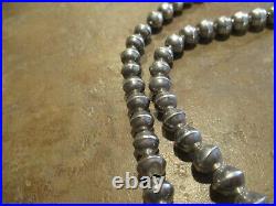 17.5 Marvelous Vintage Navajo Graduated Sterling PEARLS Design Bead Necklace