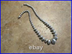 17.5 Marvelous Vintage Navajo Graduated Sterling PEARLS Design Bead Necklace