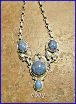18 FINEST Vintage Navajo Sterling Silver Three Segment DENIM LAPIS Necklace