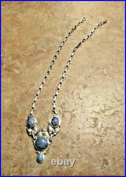 18 FINEST Vintage Navajo Sterling Silver Three Segment DENIM LAPIS Necklace