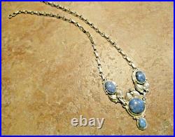 18 FINEST Vintage Navajo Sterling Silver Three Segment DENIM LAPIS Necklace