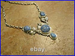 18 FINEST Vintage Navajo Sterling Silver Three Segment DENIM LAPIS Necklace