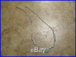 18 FINE Vintage Zuni Sterling Silver PETIT POINT Turquoise Necklace