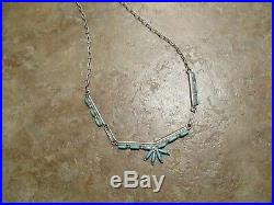18 FINE Vintage Zuni Sterling Silver PETIT POINT Turquoise Necklace
