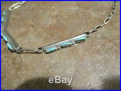 18 FINE Vintage Zuni Sterling Silver PETIT POINT Turquoise Necklace