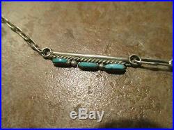 18 FINE Vintage Zuni Sterling Silver PETIT POINT Turquoise Necklace