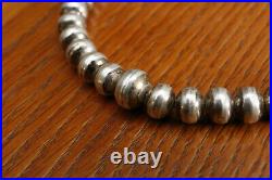 18 Vintage Navajo Graduated Handmade Sterling Silver Pearl Bead Necklace Ball