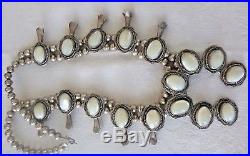 1950s Vintage Old Pawn Navajo Squash Blossom Necklace Sterling Silver MOP 171 Gr