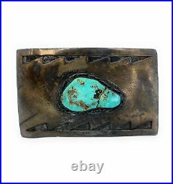 1960's Old Pawn Vintage Navajo Sterling Silver Turquoise Belt Buckle