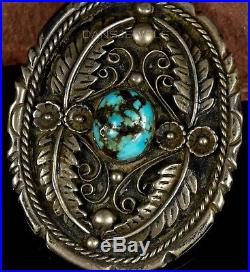 1960s Old Pawn Vintage NAVAJO Sterling Natural Bisbee Turquoise Belt Buckle