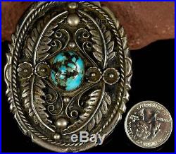 1960s Old Pawn Vintage NAVAJO Sterling Natural Bisbee Turquoise Belt Buckle