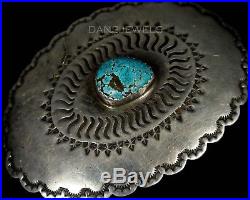 1960s Old Pawn Vintage NAVAJO Sterling Natural Turquoise Belt Buckle by CA WIN