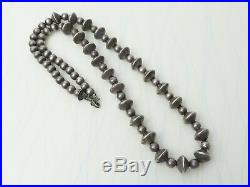 1970s vintage Navajo sterling silver bench bead necklace 23 Inch 45 gram