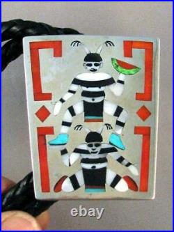 1980's Vintage Native American Zuni Clowns Bolo + Belt Buckle Combo SIGNED