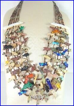 $1,250. Amazing Vtg Tony Lualla / Mary Ann Tully 5 Strand Animal Fetish Necklace