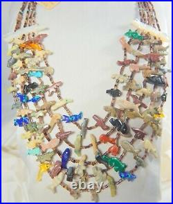 $1,250. Amazing Vtg Tony Lualla / Mary Ann Tully 5 Strand Animal Fetish Necklace