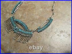 20 DYNAMITE Vintage Zuni Sterling Silver PETIT POINT Turquoise Necklace