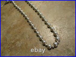20 FINE Vintage Navajo Sterling Silver Alternating PEARLS Design Bead Necklace