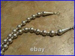 20 FINE Vintage Navajo Sterling Silver Alternating PEARLS Design Bead Necklace