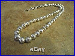 23 Vintage NAVAJO Graduated Sterling Silver PEARLS Bead Necklace on Foxtail