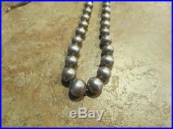 23 Vintage Navajo Graduated Sterling Silver Pearl Bead Necklace on Foxtail