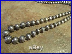 23 Vintage Navajo Graduated Sterling Silver Pearl Bead Necklace on Foxtail