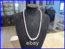 24 FINE Vintage Navajo Sterling Silver PEARLS Bead Necklace on Foxtail Chain