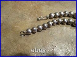 24 FINE Vintage Navajo Sterling Silver PEARLS Bead Necklace on Foxtail Chain