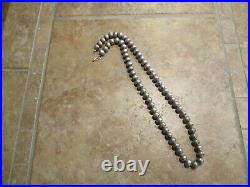 24 MARVELOUS Vintage Navajo Sterling Silver PEARLS Bead Necklace on Foxtail