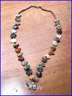 27 Vintage Native American Multi Stone Multi Bear Heishi Fetish Necklace