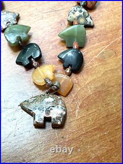 27 Vintage Native American Multi Stone Multi Bear Heishi Fetish Necklace
