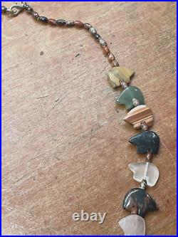 27 Vintage Native American Multi Stone Multi Bear Heishi Fetish Necklace
